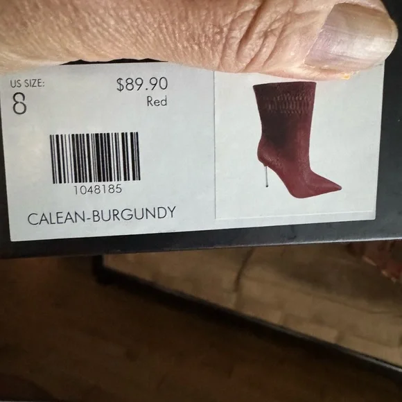 Chic Azalea Wang Calean Burgundy Snake Embssed Stiletto Ankle Boots Size 8 NWT - Picture 5 of 5